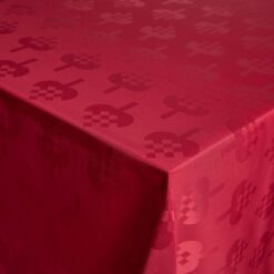 Juledug - 140x240 cm - Rød med julehjerter - Strygefri damask dug - Jacquardvævet juledug med julehjerter